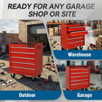 5 Drawers Tool Cart on Wheels, Rolling Tool Chest Tool Storage, Drawers Rolling Tool Trolley Organizer Tool Case for Garage,Warehouse,Workshop,Repair Shop (5 Drawers-Red)
