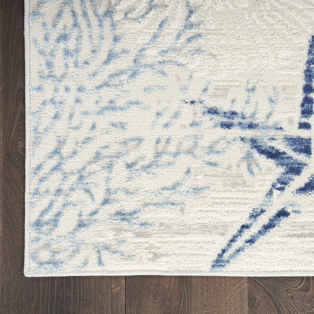 Nourison Home Pompeii Ivory Grey Blue 7'10" x 9'10" Area Rug - Easy Clean, Non Shedding, Bed Room, Living Room, Dining Room, Kitchen (8' x 10')