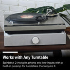 Andover Audio Spinbase 2 Speaker System Designed for Turntables; Phono Input  BT  Analog and Optical Input  ISOGroove Anti-Feedback  with Remote Control (Black)
