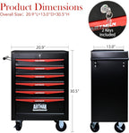 6 Drawers Rolling Tool Box, Tool Cart with 7 Tool Storage Boxes, Multifunctional Tool Chest with Wheels, Lockable Tool Trolley Organizer for Garage Workshop Warehouse Repair Shop, Black+Red