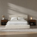RECCI Cloud Upholstered Queen Bed Frame with Headboard, 5 Inch Foam Padded Platform, No Box Spring, Easy Assembly(Cream)