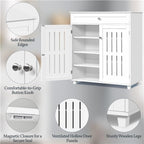 Yaheetech Shoe Cabinet, 4-Tier Shoe Storage Cabinet with Drawer & Adjustable Shelves, Wooden Shoe Rack Organizer with Louvered Doors for Entryway, Hallway, Closet, Living Room, White