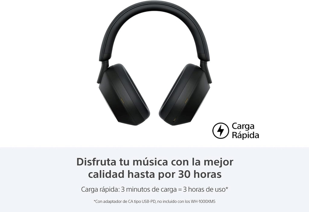 Sony WH-1000XM5 Noise Canceling Wireless Headphones - 30hr Battery Life - Over-Ear Style - Optimized for Alexa and Google Assistant - Built-in mic for Calls - Black - International Version No Warranty