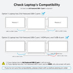 LXU Laptop Screen Extender  15.6" FHD 1080P IPS Laptop Monitor Extender Triple Screens  Portable Monitor for Laptops 12~17.3 inch  Plug n Play Extended Monitor for MacBooks(NOT M1 M2 M3)/Windows