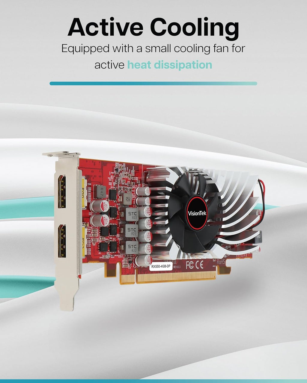 VisionTek AMD Radeon RX 550 4GB GDDR5 Low Profile Small Form Factor Video Graphics Card for PC ITX SFF HTPC 128-Bit DirectX 12, 50W Bus Power, PCI Express 3.0 x8, Dual DisplayPort
