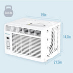 Keystone 8,000 BTU Window Air Conditioner with 3,500 BTU Supplemental Heating, 115V, Window AC Unit with Supplemental Heat for Bedroom, Living Room, Small-Medium Rooms up to 350 Sq.Ft.