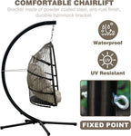 Hanging Egg Swing Chair Outdoor Hammock with Stand, Wicker Rattan Patio Chair, Swings for Adults, Chairs Outside, Patio, Bedroom, Garden & Balcony