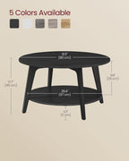 VASAGLE MAEZO Collection - Round Coffee Table, 2-Tier Center Table with Storage, Tapered Legs, Curved Transitions, 31.5 Dia. x 17.7 H Inches, Easy Assembly, for Living Room, Charcoal Gray ULCT243B22