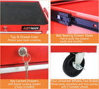 5-Drawer Tool Cart on Wheels, Drawers Rolling Tool Chest with Key Lock, Mobile Trolley Organizer Tools Box with Locking Wheels & Ball Bearing Drawers for Garage,Warehouse,Repair Shop (Red)