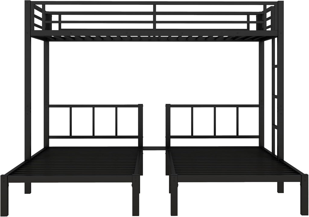 Twin Over Twin Over Twin Triple Bunk Bed for Kids,3 Bed Bunk Beds for 3,Metal Triple Bunk Beds with Built-in Desk,Separates Into 3 Twin Beds,Noise Reduced Structure,Black