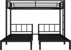 Twin Over Twin Over Twin Triple Bunk Bed for Kids,3 Bed Bunk Beds for 3,Metal Triple Bunk Beds with Built-in Desk,Separates Into 3 Twin Beds,Noise Reduced Structure,Black
