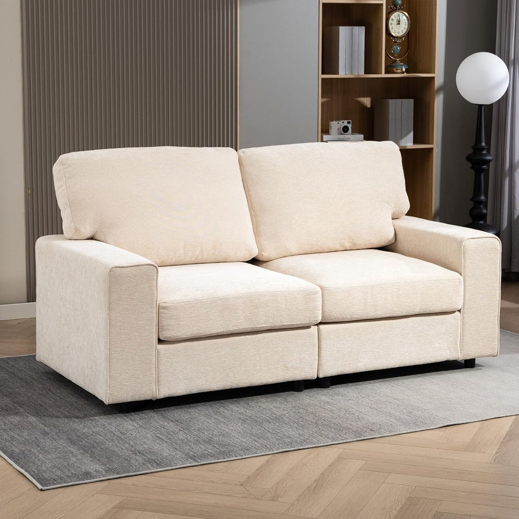 71" Modular Sofa Couch, Comfy Chenille Loveseat Sofa, Modern Recliner Couch with Deep Seats and Wide Armrests for Living Room(Beige)