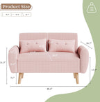 Vongrasig 47" Small Modern Loveseat Sofa, Mid Century Soft Corduroy Fabric 2-Seat Sofa Couch Tufted Love Seat with Back Cushions and Tapered Legs for Living Room, Bedroom and Small Space (Pink)
