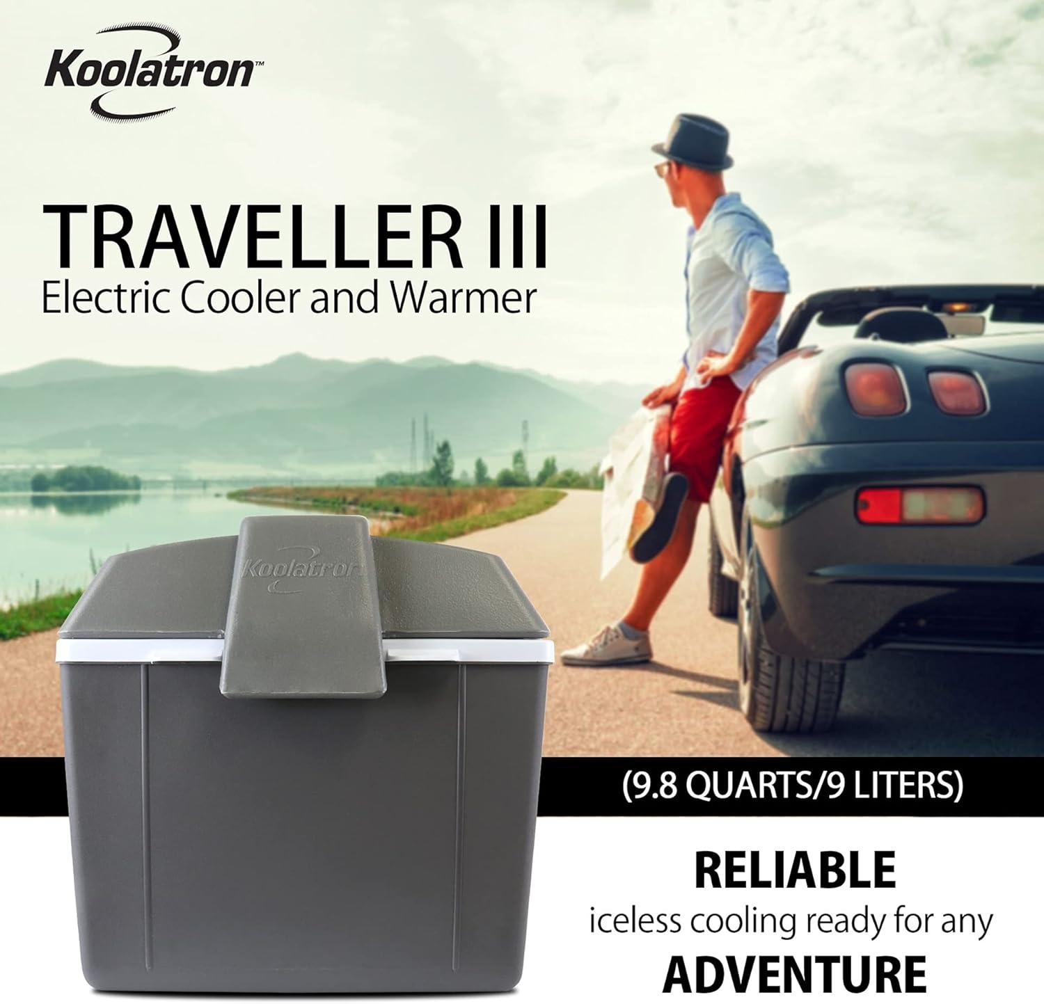 Koolatron 12V Iceless Cooler & Warmer – Portable 9.8 qt Electric Cooler/Nevera Portátil Eléctrica for Car Truck Camper Boat Hard Sided Mini Fridge for Camping Picnic Travel Lunch Food Drink Office