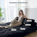 MAXYOYO Folding Sofa Bed, Convertible Sleeper Chair with Pillow Foldable Mattress with Back Support, Portable Fold Out Chair Bed Comfy Floor Sofa Lounge for Living Room Bedroom, Black Double