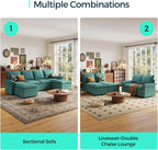 LINSY HOME Cloud Couch Modular Sectional, 115" U Shaped Sofa Couches with Double Chaise, Chenille 4 Seater Sofa Set for Living Room, Apartment, Office, Green