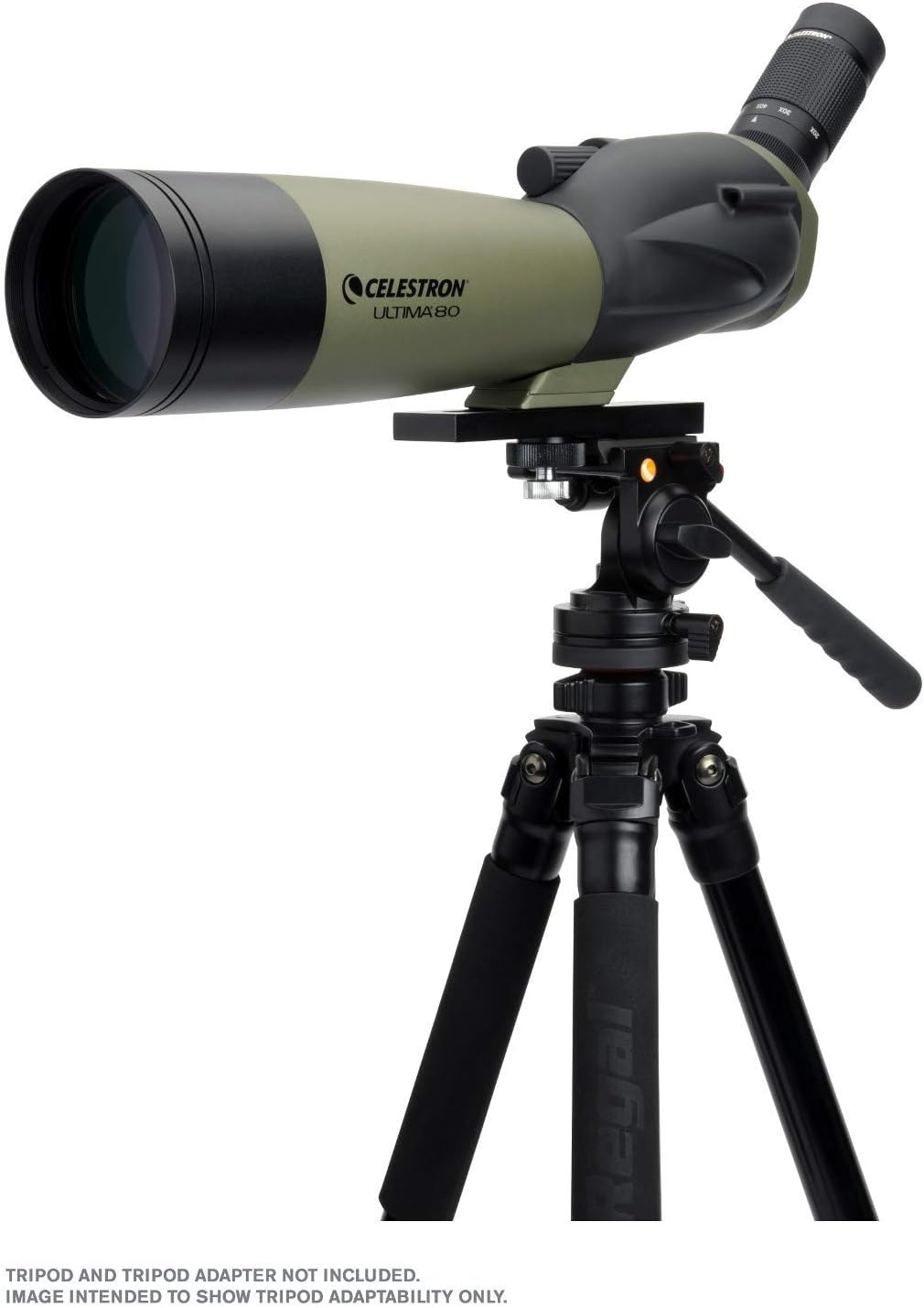 Celestron 52250 Ultima 20-60x80mm Angled Refractor Spotting Scope Telescope with Multi-Coated Optics  Waterproof Rubber Tubing and Soft Carry Case  Green