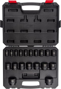 SUNEX TOOLS 2640, 1/2 Inch Drive Impact Socket Set, 19-Piece, SAE, 3/8 Inch – 1-1/2 Inch, Cr-Mo Alloy Steel, Radius Corner Design, Dual Size Markings, Heavy Duty Storage Case, Meets ANSI Standards
