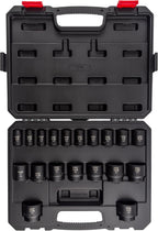 SUNEX TOOLS 2640, 1/2 Inch Drive Impact Socket Set, 19-Piece, SAE, 3/8 Inch – 1-1/2 Inch, Cr-Mo Alloy Steel, Radius Corner Design, Dual Size Markings, Heavy Duty Storage Case, Meets ANSI Standards