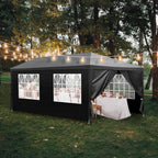 Party Tent, Tents for Parties, Outdoor Gazebo Wedding Patio Camping Carport Canopy Shade Canopy with Removable Sidewalls, Outside Event Tent for Garden, Backyard (10'x20' Six Sides Black)