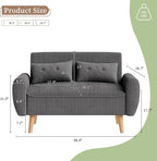 Vongrasig 48" Small Modern Loveseat Sofa, Mid Century Soft Corduroy Fabric 2-Seat Sofa Couch Tufted Love Seat with Back Cushions and Tapered Legs for Living Room, Bedroom and Small Space (Dark Gray)