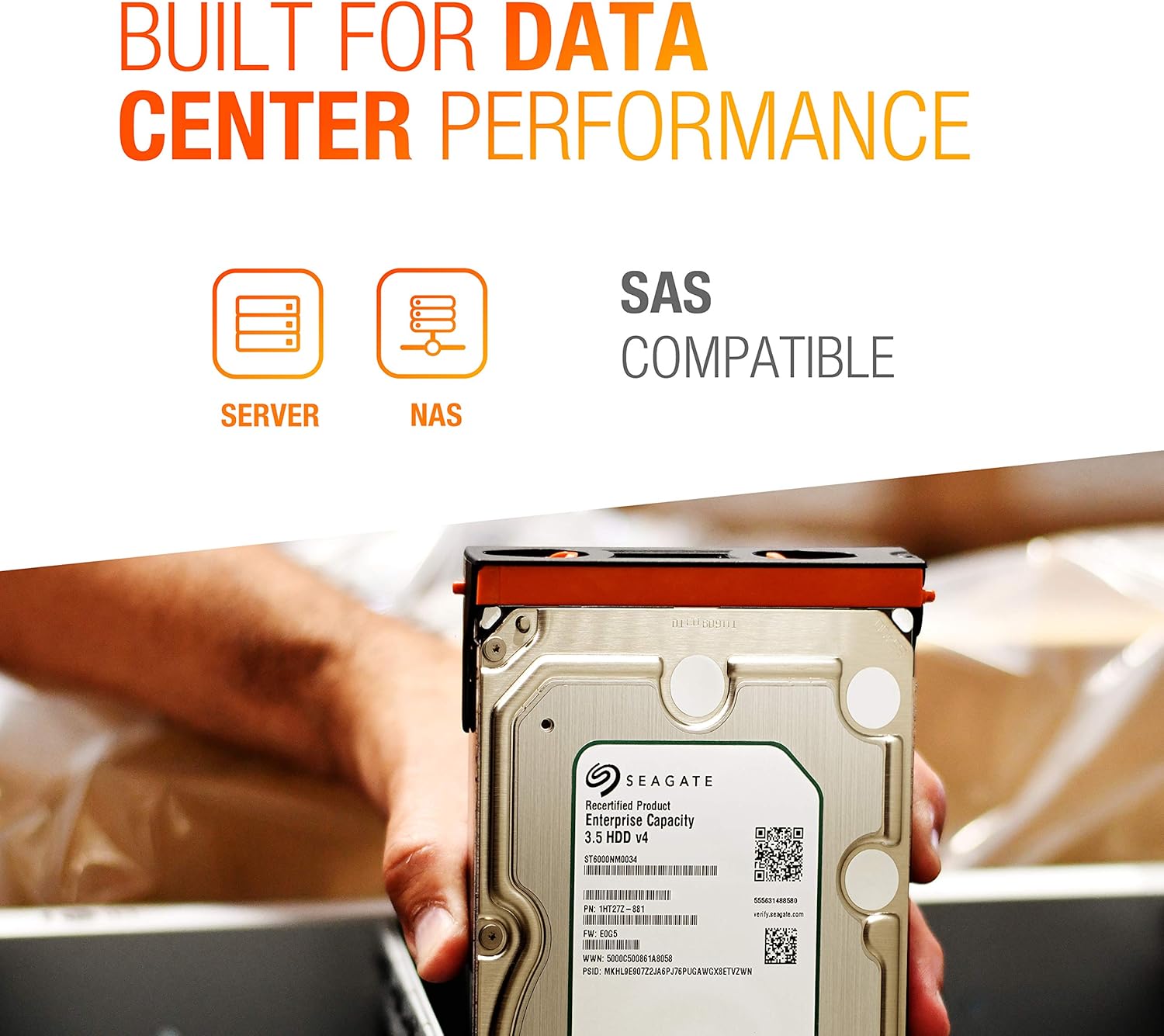 Seagate Enterprise Capacity 3.5 HDD| ST6000NM0034 | 6TB 7.2K RPM SAS 12Gb/s 128MB Cache 3.5' | 512n | Enterprise Hard Disk Drive for Hyperscale Applications (Renewed)