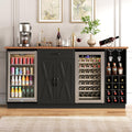 78.74" Large Coffee Bar Cabinet with Fridge Space, Mini Fridge Cabinet with Storage, Liquor Cabinet with Wine Rack Glass Holder Power Outlets for Living Room, Kitchen, Black KTSR003B