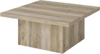 Coaster Home Furnishings - Devar - Wood - Square Coffee Table with Plinth Base, Geometric Design and Transitional Style - Living Room - Distressed Pine - 710878