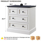 ACCOHOHO 26" W Nightstands Set of 2, Farmhouse End Table with 4 Drawers for Storage, Nightstand with Charging Station for Bedroom, Off White