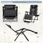 Homall Oversized Zero Gravity Chair, 32In Recliner Lounge Chair with Removable Soft Cushion and Cup Holder, Adjustable Anti Gravity Chair Folding Patio Chairs Padded for Indoor and Outdoor (Black)