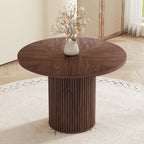 42'' Round Dining Table with Storage, Modern Round Dinner Table with Wood Tabletop and Cylindrical Base, Space Saving Circle Kitchen Table for Kitchen Dining Room