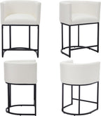 Modern Counter Height PU Leather Upholstered Bar Stools Set of 3, 24" Kitchen Counter Island Stools Bar Chairs with Black Metal Frame, White
