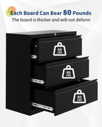 GarveeHome Lateral File Cabinet 3 Drawer, Metal Filing Cabinet with Lock & Keys, Fit Letter/Legal/A4 Size Documents, Easy to Assemble for Home Office & Workspaces