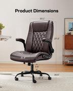 Marsail Executive Office Chair with Flip-up Armrests,PU Leather Ergonomic Desk Chair Height-Adjustable Swivel Rolling Desk Chair