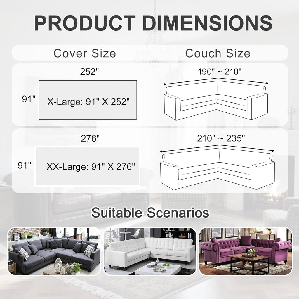 1OO% Waterproof Sectional Couch Covers for Dogs L Shaped Corner Sofa Cover Washable Chenille Sofa Slipcovers Blanket Modern Jacquard Pet Furniture Protector (91"x252", Boho Blue Brown)