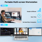 Triple Laptop Screen Extender 0.17" Ultra-Thin  14" 1080P FHD Portable Monitor for Laptops 13-17.3"  Laptop Monitor Extender 2.2 LB Lightest  USB-C HDMI Plug-Play for Mac Windows PS Switch Work Travel