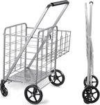 Wellmax Shopping Cart with Wheels, Metal Grocery Cart with Wheels, Shopping Carts For Groceries