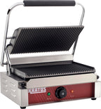 Kratos Commercial Electric Panini Sandwich Grill with Grooved Plates, 14" x 9" Cooking Surface, Commercial Countertop Panini Press, 120V, 1750W (29Y-020)