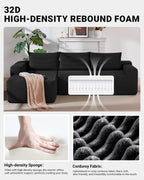 Cloud Couch Sectional, Modular L Shaped Boneless Sofa, Modern Corduroy Sectional Couch Comfy Deep Seat Cloud Sofa for Living Room, Bedroom, No Assembly (Black, Left Facing Chaise)