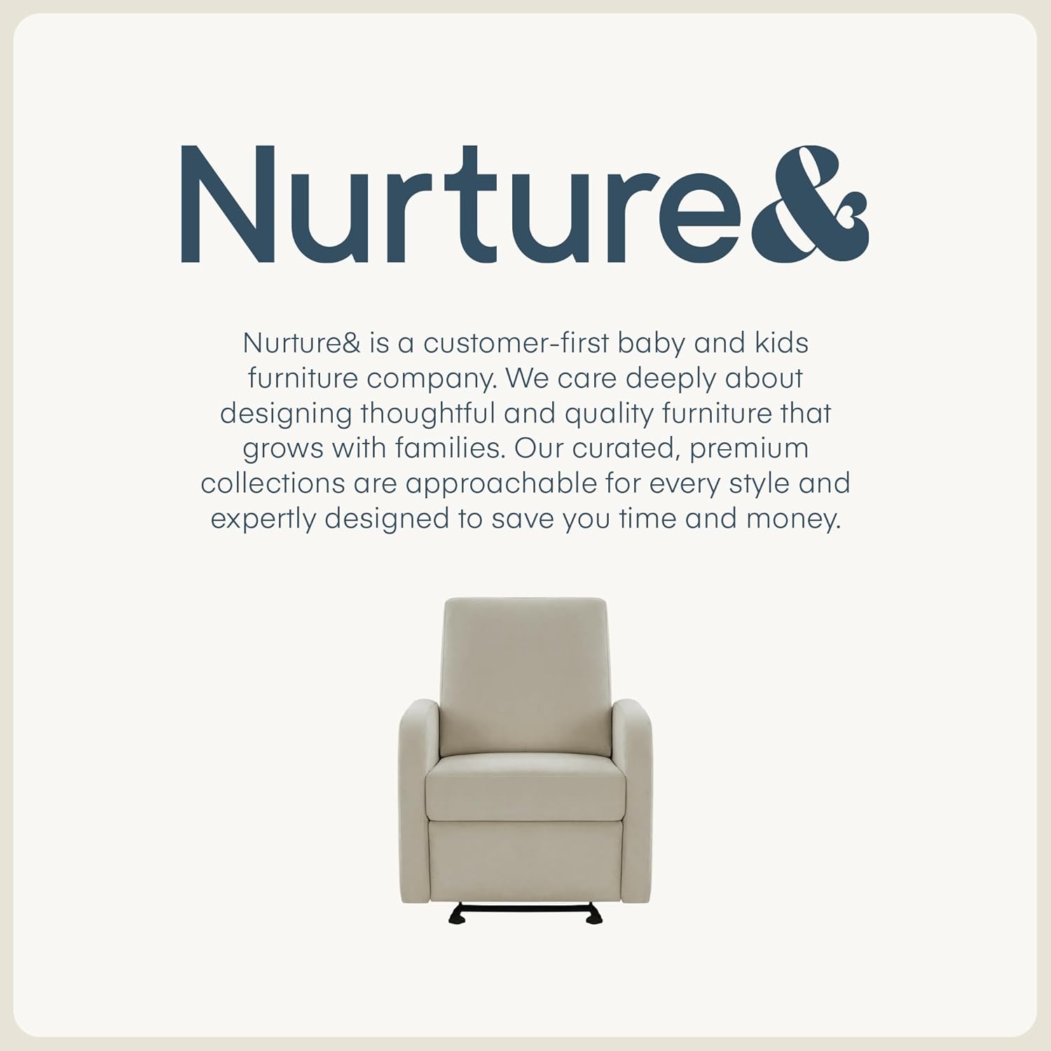 Nurture& The Porto Power Glider Recliner for Nursery | Modern Glider Chair with Power Recline | Built - in USB Charging Port | Space-Saving Design for Small Nurseries and Shared Spaces, Ivory