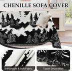 1OO% Waterproof Sectional Couch Covers for Dogs L Shaped Corner Sofa Cover Washable Chenille Sofa Slipcovers Blanket Modern Jacquard Pet Furniture Protector (91"x252", Black Forest)