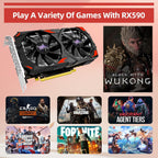 AISURIX RX 590 Graphics Card, Real 8GB, GDDR5, 256 Bit, RX 580 2304SP Pc Gaming Video Card, 2XDP, HDMI, PCI Express 3.0 with Freeze Fans Graphics Card for Gaming pc
