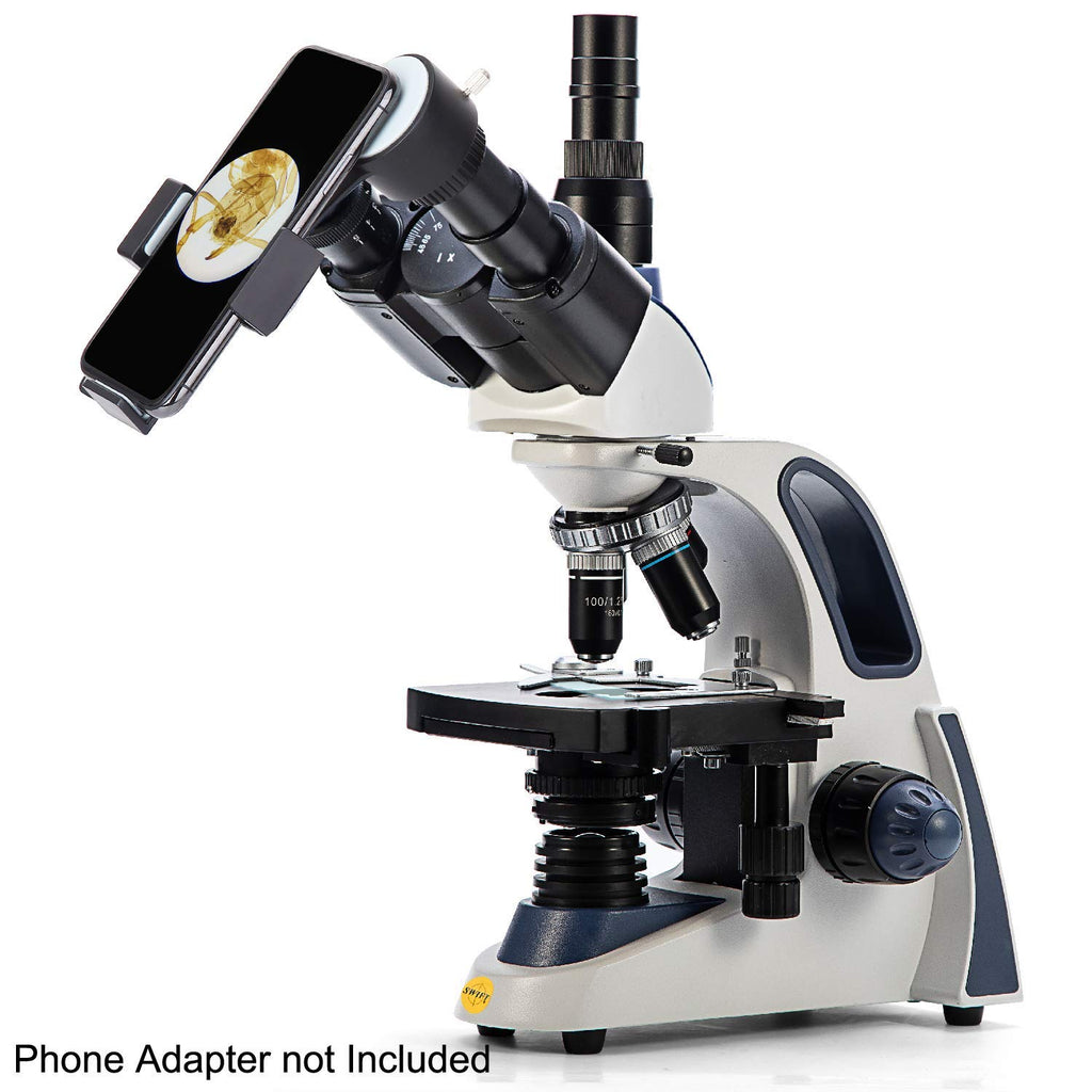 Swift SW380T 40X-2500X Magnification  Siedentopf Head  Research-Grade Trinocular Microscope Compound Lab with Wide-Field 10X/25X Eyepieces  Mechanical Stage  Ultra-Precise Focusing  Camera-Compatible
