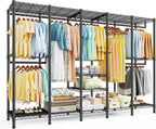 Raybee 88.2" W Clothes Rack Heavy Duty Clothing Racks for Hanging Clothes Extra Wide Portable Closet Loads 1200LBS Freestanding Garment Rack for Bedroom 88.2" W x 75.6" H x 15.7" D, Black