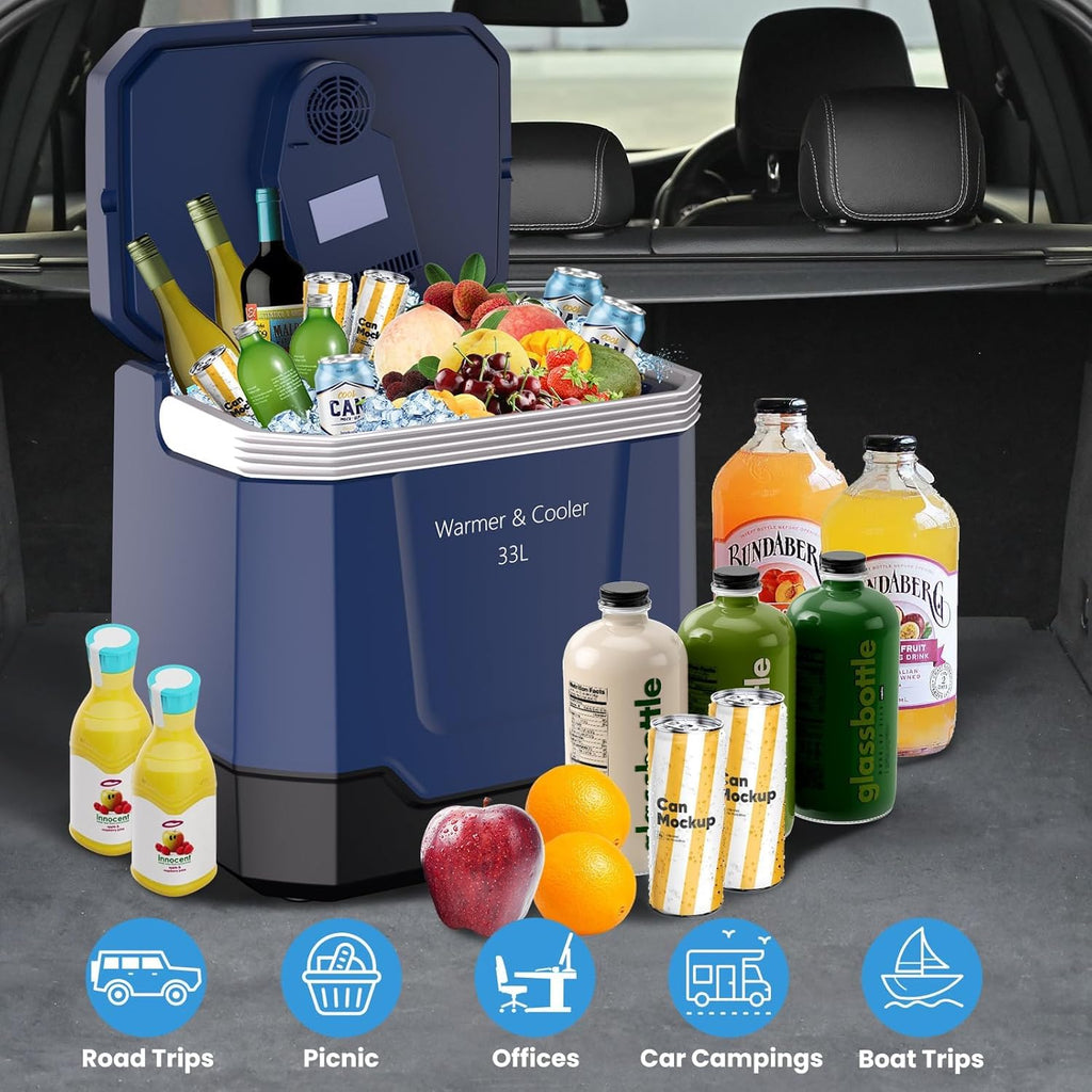 TrailBlaze 35 QT (33 l) Car Refrigerator Portable 12V Fridge 12 Volt Freezer Compressor Cooler 12V/24V DC 110V AC for Truck Van RV Camper SUV and Home Use