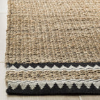 SAFAVIEH Natural Fiber Collection Area Rug - 9' x 12', Natural & Black, Handmade Farmhouse Boho Coastal Rustic Jute, Ideal for High Traffic Areas in Living Room, Bedroom (NF874B)