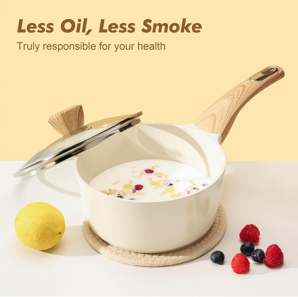 SENSARTE Ceramic Cookware Sets, Pots and Pans Set Non stick, 14 Piece Induction Cookware, Non toxic Healthy Non Stick Kitchen Cooking Set, with Frying Pans Set, PFAS PTFE PFOA PFOS Free