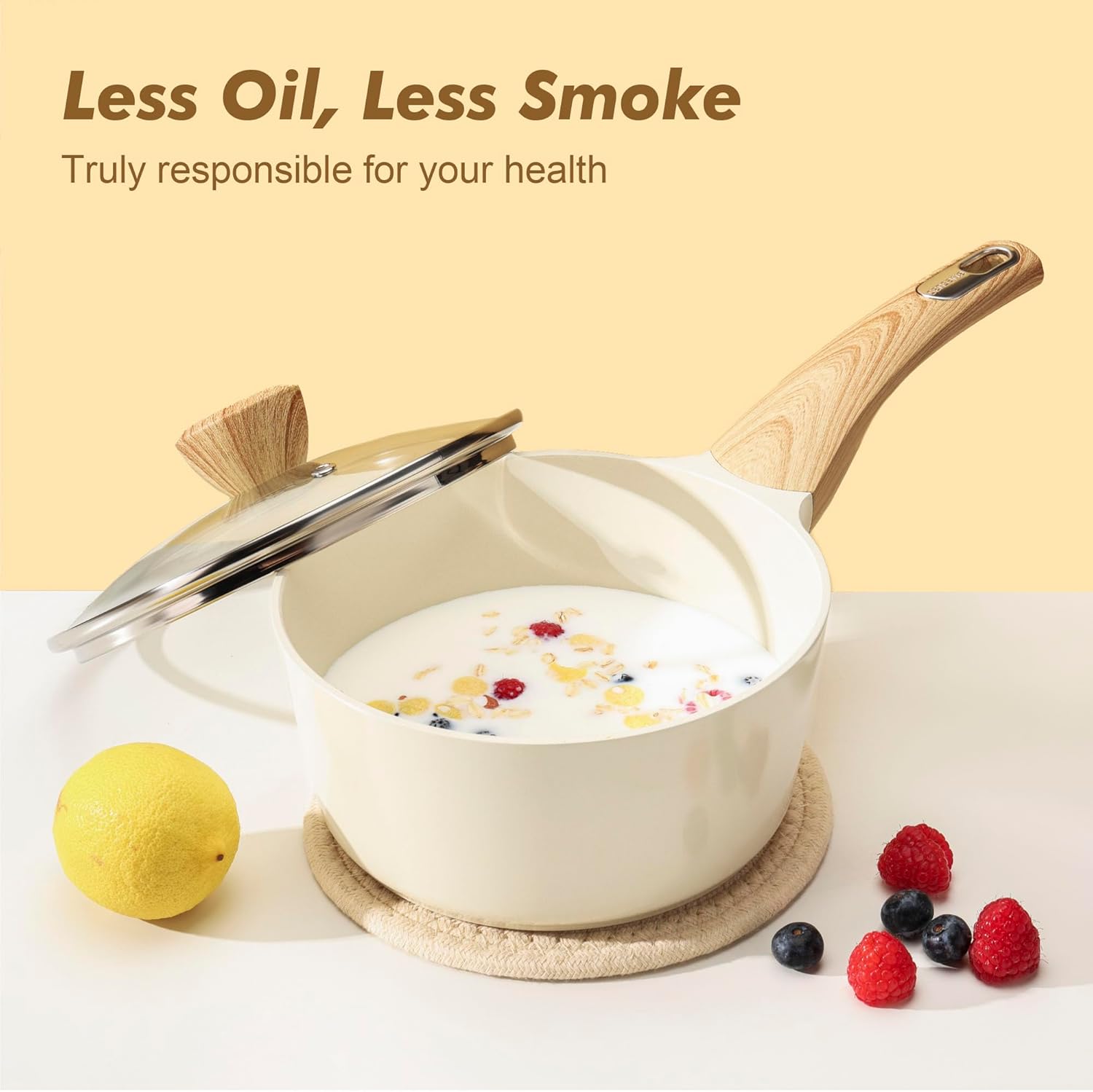 SENSARTE Ceramic Cookware Sets, Pots and Pans Set Non stick, 14 Piece Induction Cookware, Non toxic Healthy Non Stick Kitchen Cooking Set, with Frying Pans Set, PFAS PTFE PFOA PFOS Free