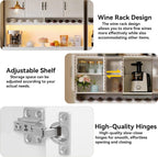 72" Tall Kitchen Pantry Cabinet with Charging Station 55" Wide Kitchen Hutch Cabinet with LED Light and Countertop Large Kitchen Pantry Storage Cabinet With Adjustable Shelves and Wine Rack