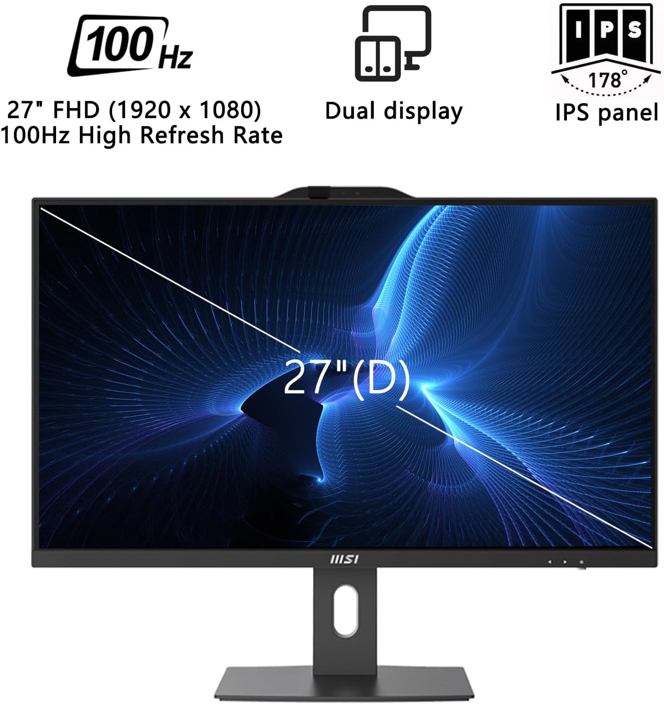 msi PRO AP272P Business All-in-One Desktop  27" IPS FHD 100Hz Eye-Care Display  Intel Core i5-14400  32GB DDR5  1TB SSD  IR FHD Webcam  Wi-Fi 6E  HDMI  DP  Wireless KB & Mouse  Windows 11 Pro